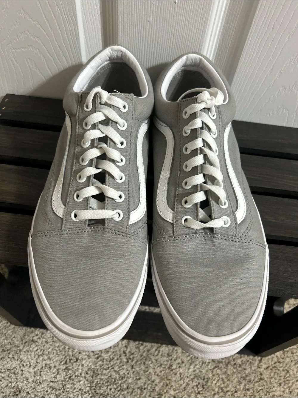 Vans Classic Old Skool Lo Grey & White Mens Sneakers Sz 12 EUC